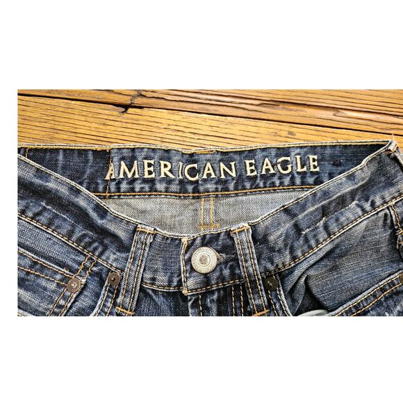 American Eagle Jeans Womens 6 W26 Blue Low Rise Bootcut Distressed Denim Jean - Picture 4 of 8